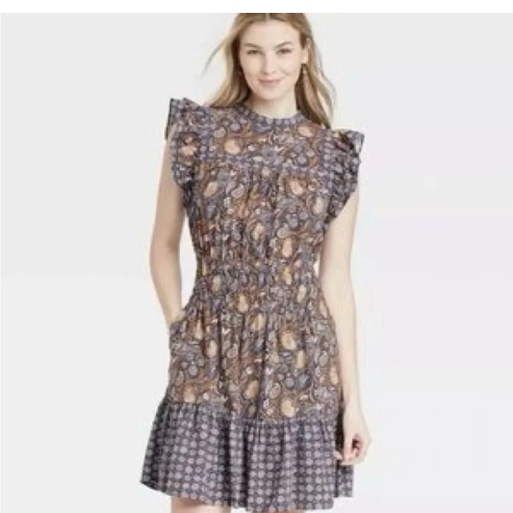 Universal Thread Paisley Flutter Sleeve Sundress Dress - Picture 2 of 4